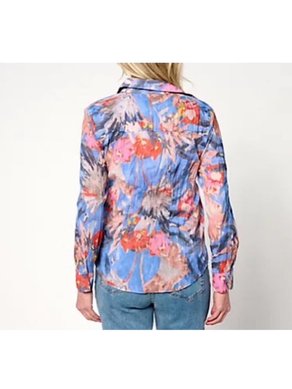 Nic+Zoe Dreamscape Printed Crinkle Shirt‎ Sz S - Picture 2 of 10